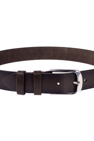 Коричневий ремінь (чорний край) з пряжкою з нержавіючої сталі 40мм