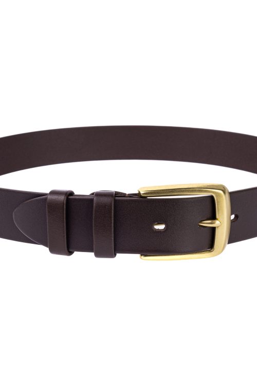 Коричневий ремінь з латунною пряжкою 40мм