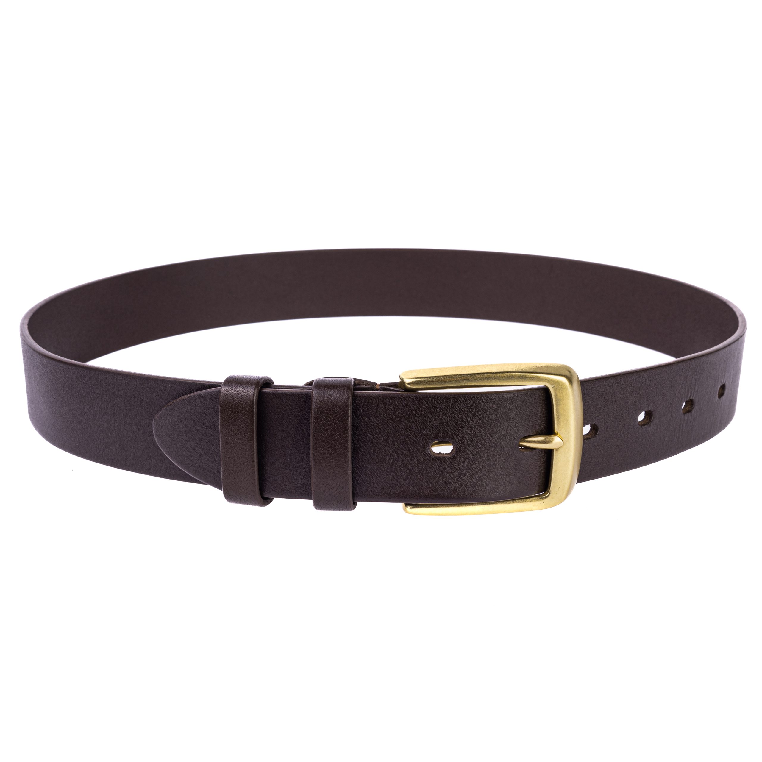 Коричневий ремінь з латунною пряжкою 40мм