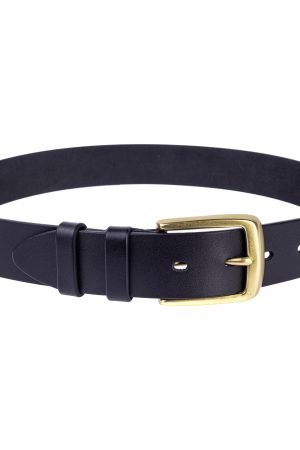 Чорний ремінь з латунною пряжкою 40мм