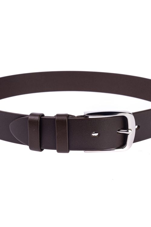 Коричневий ремінь з пряжкою з нержавіючої сталі 40мм