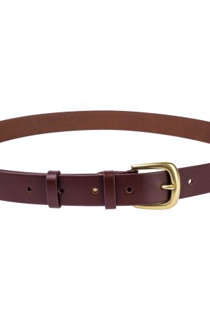 Коричневий (коньяк) ремінь з латунною пряжкою 30мм
