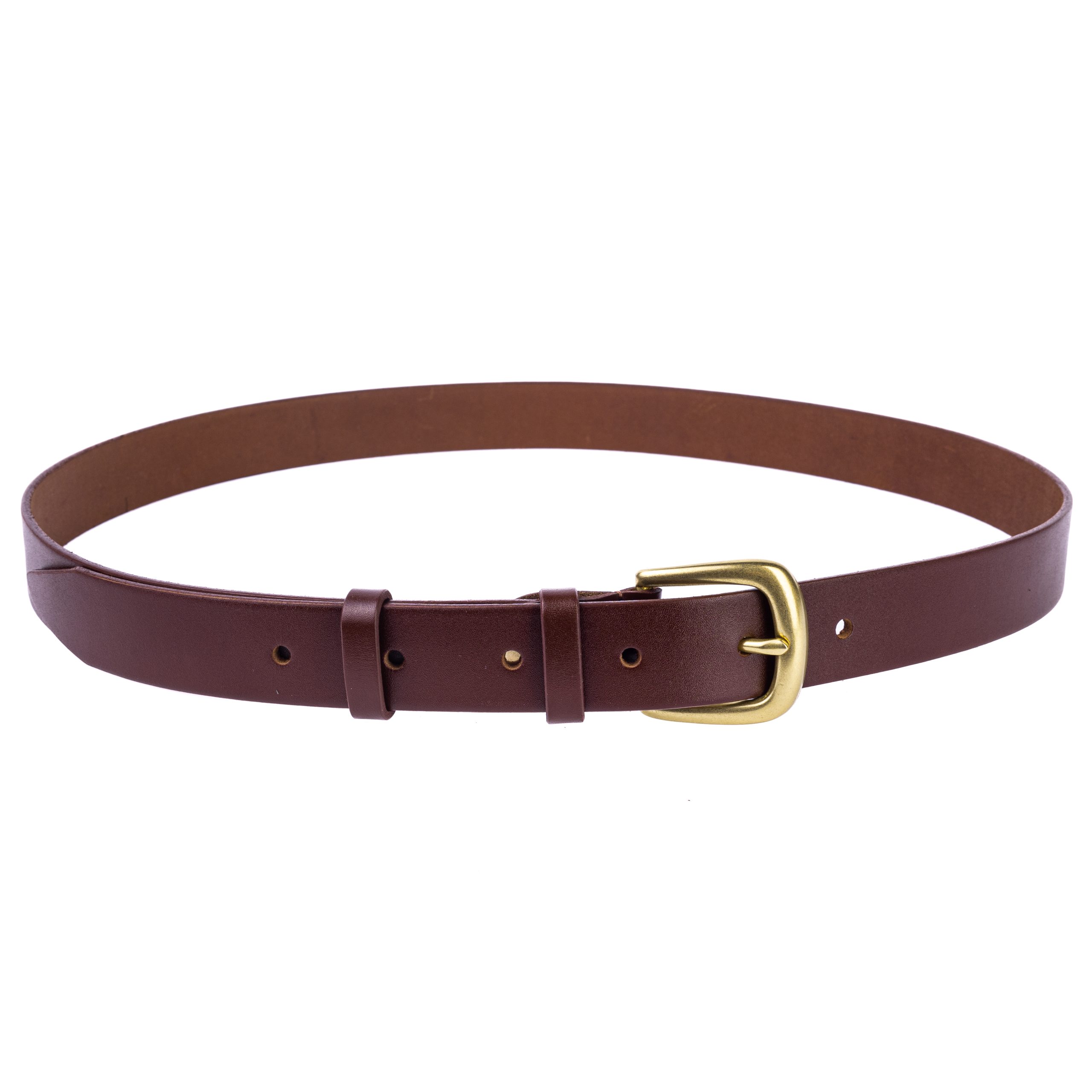 Коричневий (коньяк) ремінь з латунною пряжкою 30мм