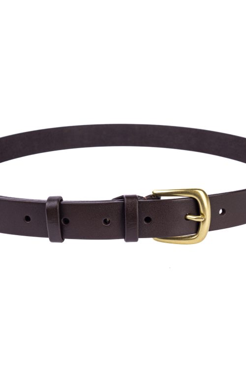 Коричневий ремінь з латунною пряжкою 30мм