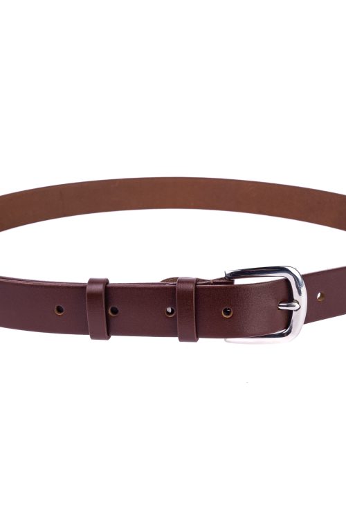 Коричневий (коньяк) ремінь з пряжкою з нержавіючої сталі 30 мм