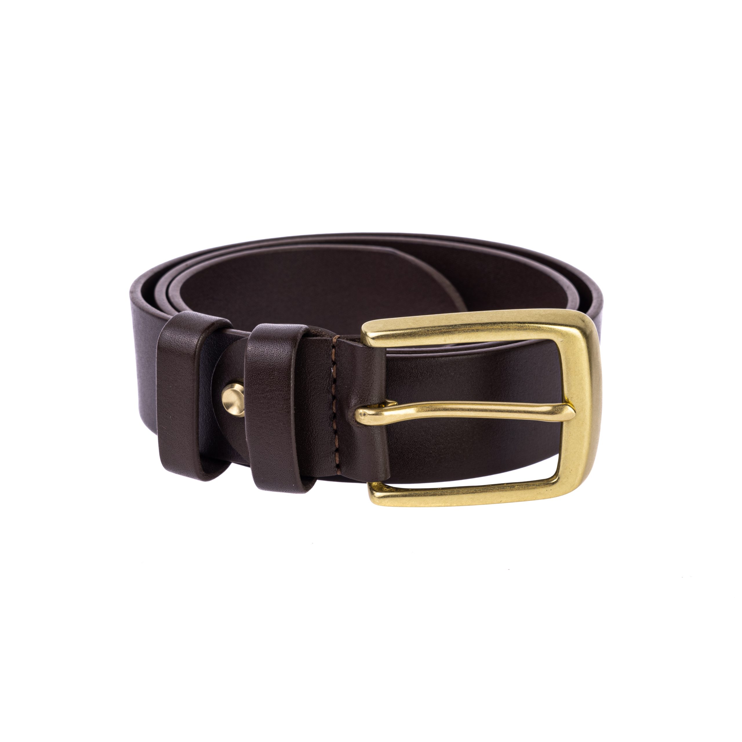 Коричневий ремінь з латунною пряжкою 40мм - Зображення 2