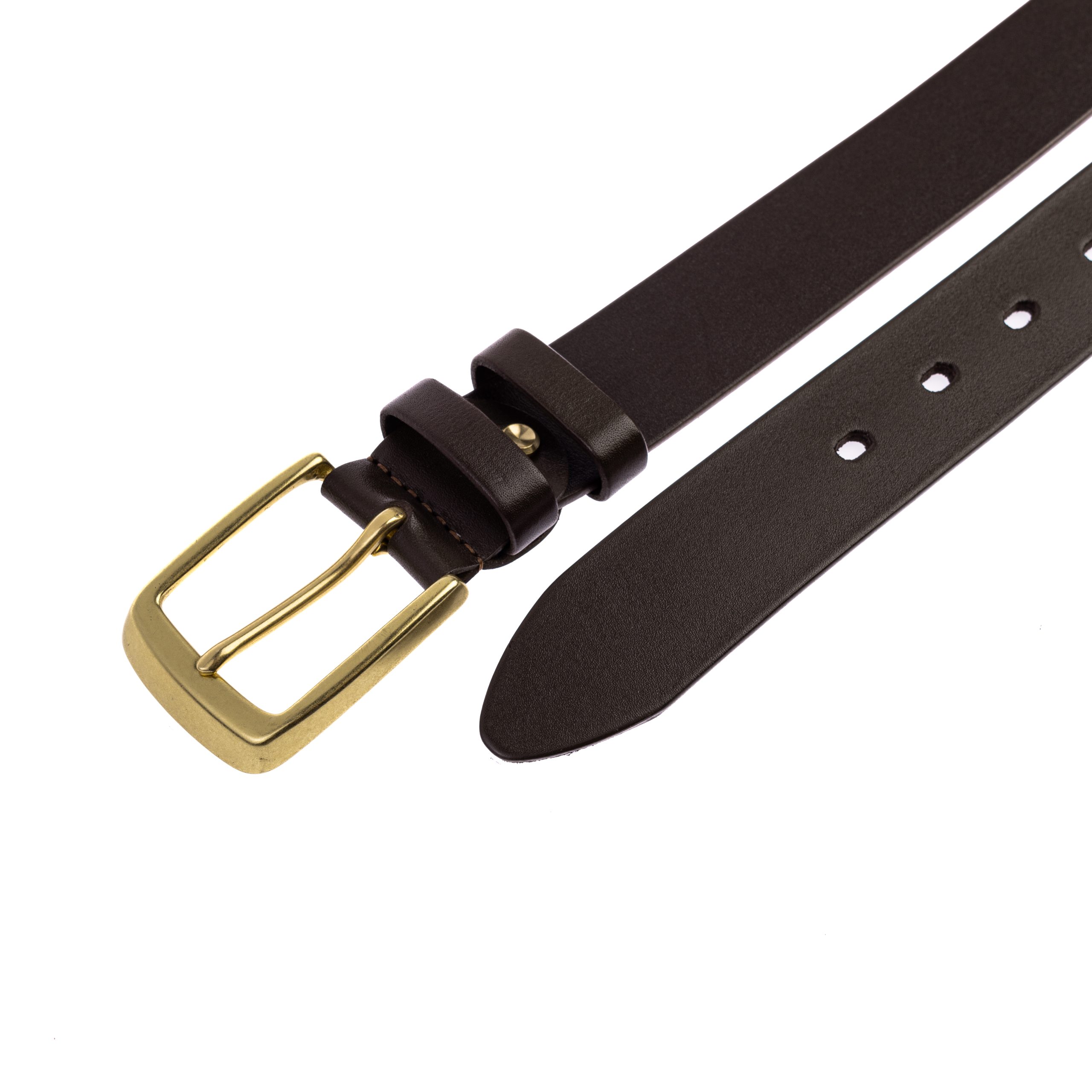 Коричневий ремінь з латунною пряжкою 40мм - Зображення 3