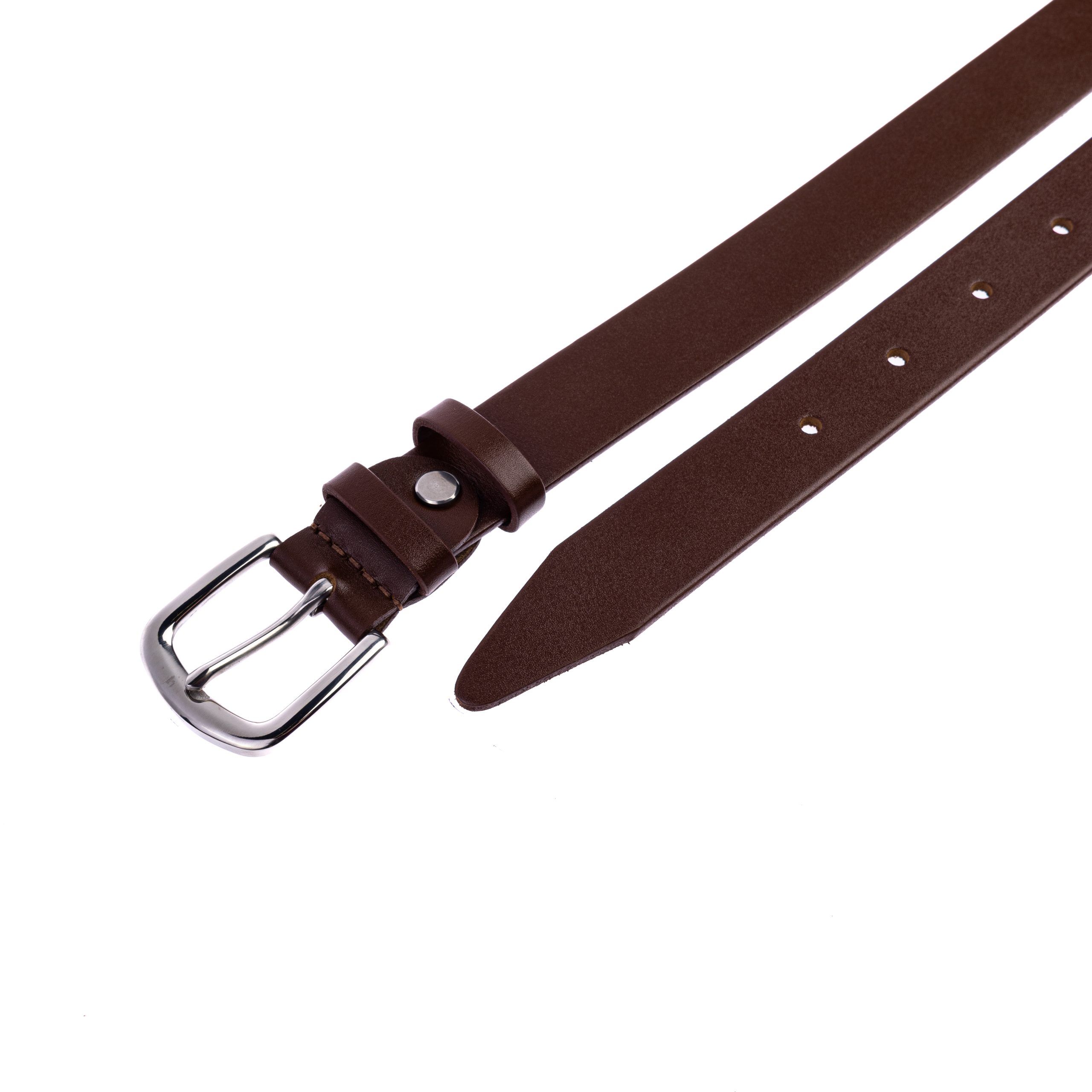 Коричневий (коньяк) ремінь з пряжкою з нержавіючої сталі 30 мм - Зображення 3