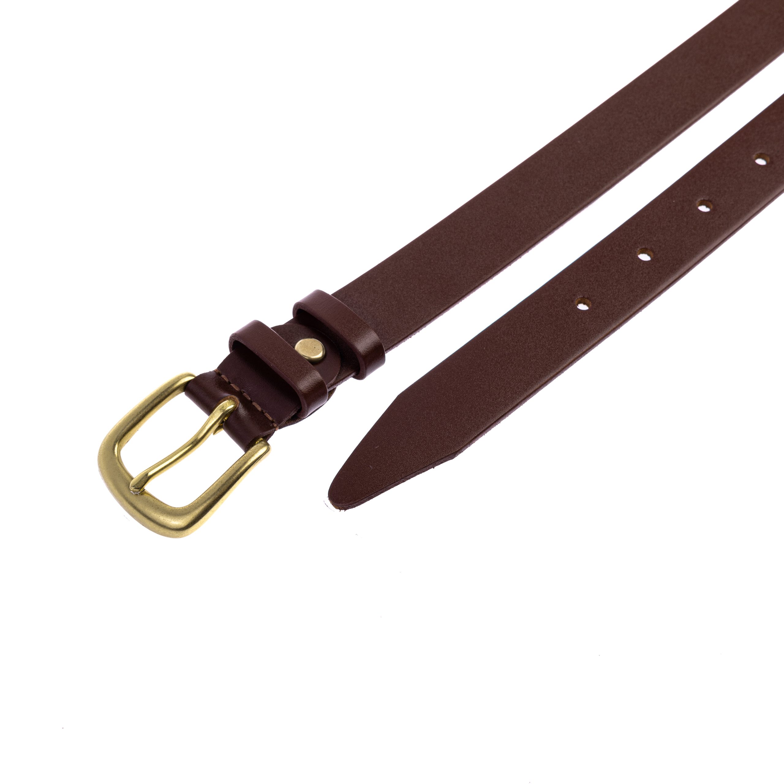 Коричневий (коньяк) ремінь з латунною пряжкою 30мм - Зображення 3