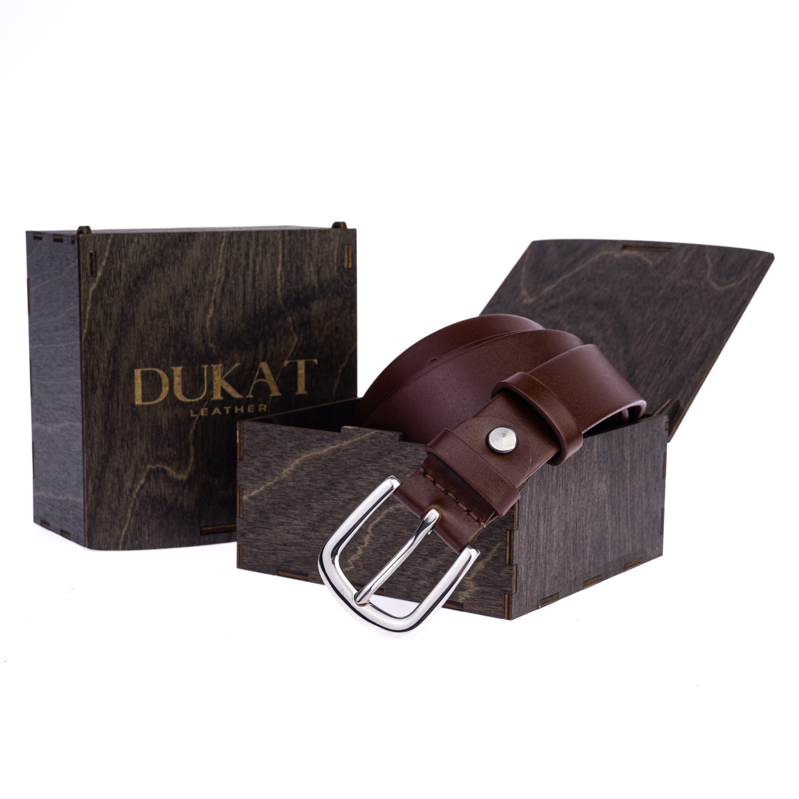 Коричневий (коньяк) ремінь з пряжкою з нержавіючої сталі 30 мм - Зображення 4