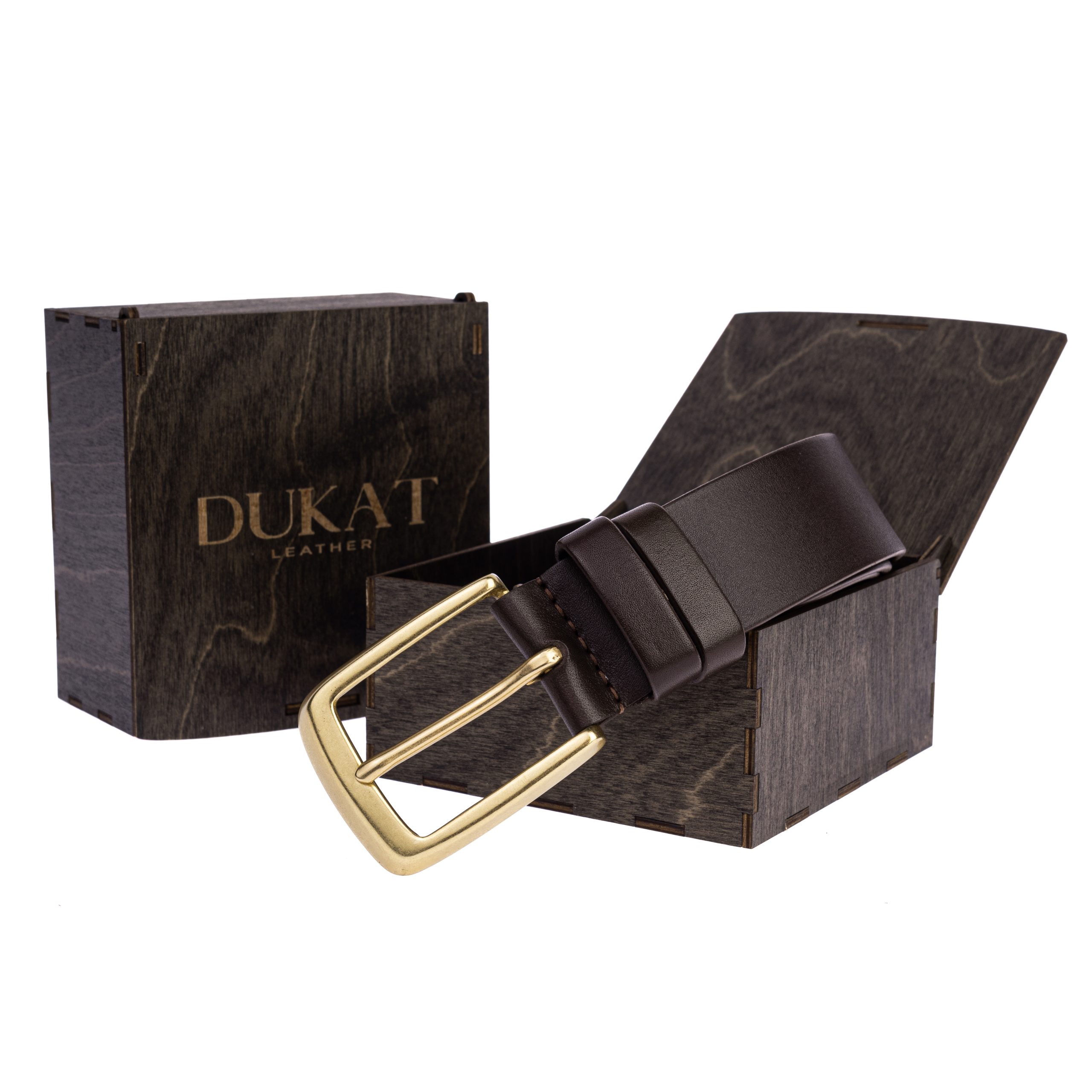 Коричневий ремінь з латунною пряжкою 40мм - Зображення 4