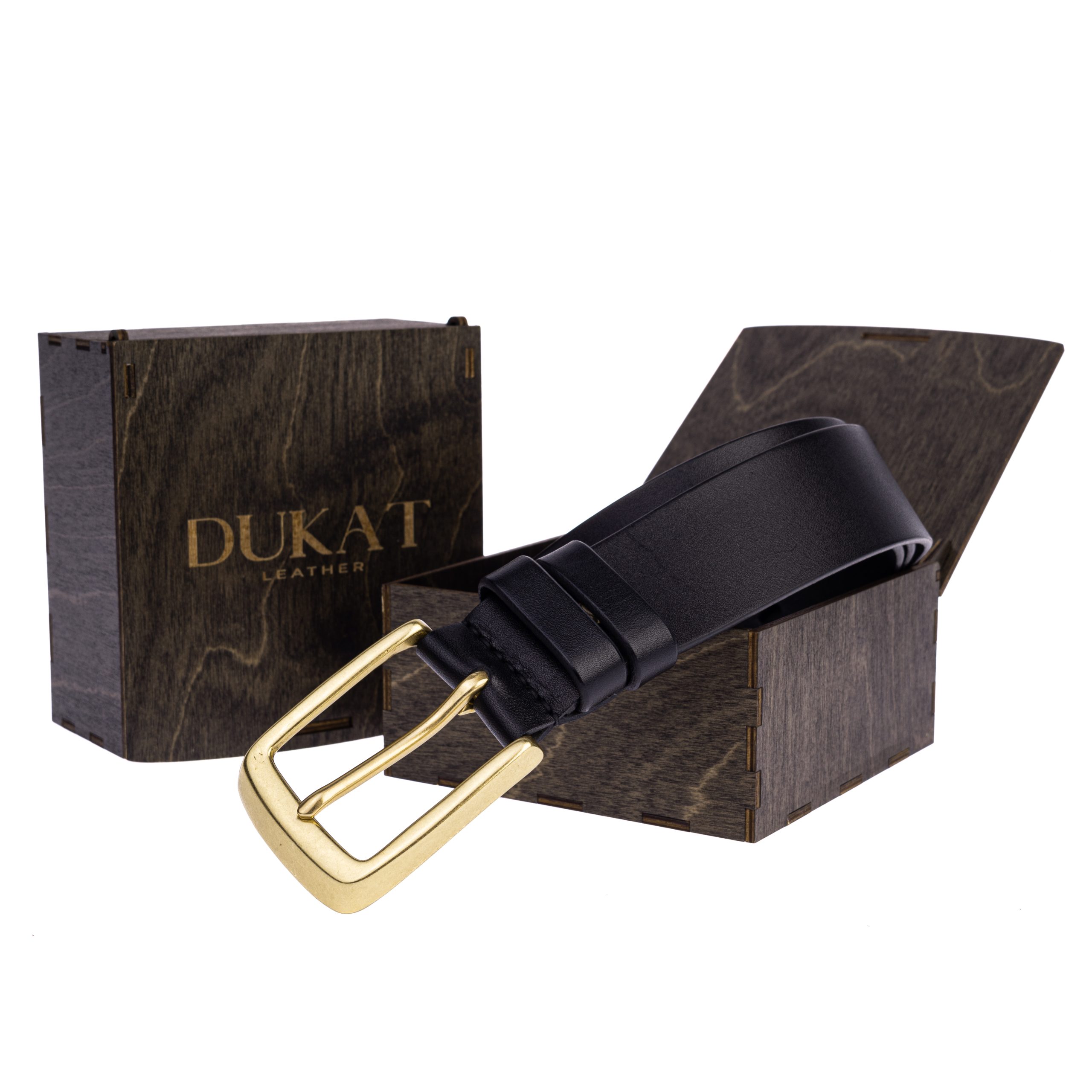 Чорний ремінь з латунною пряжкою 40мм - Зображення 2