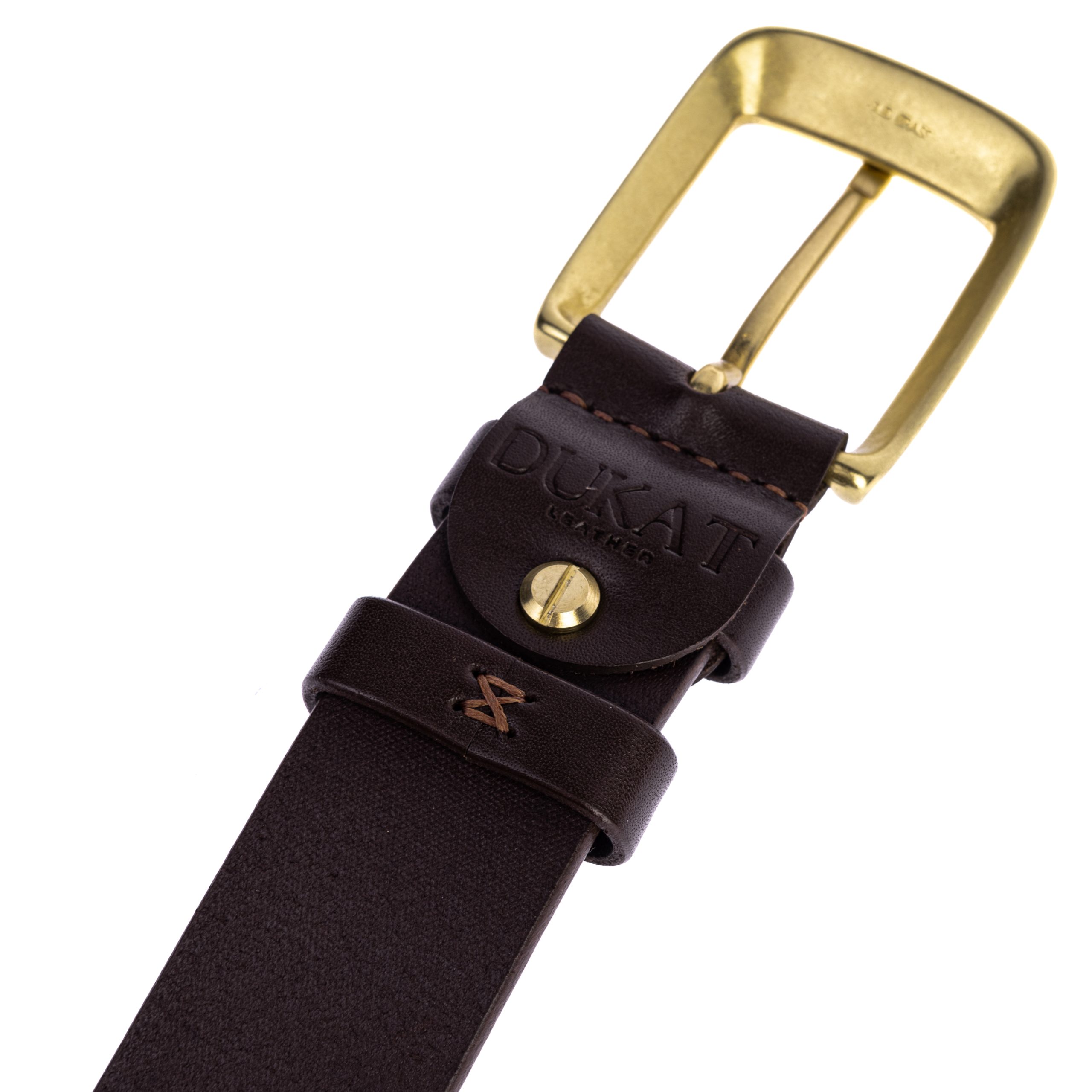 Коричневий ремінь з латунною пряжкою 40мм - Зображення 5