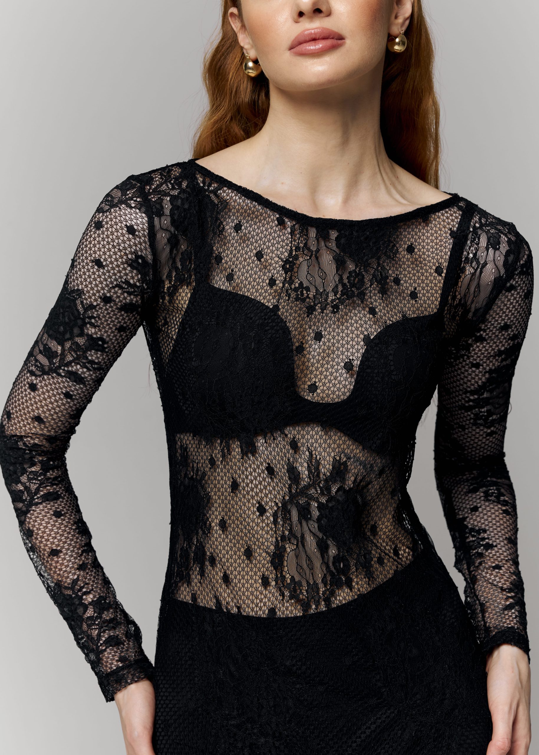 Чорна, довга сукня з мережива - Зображення 3