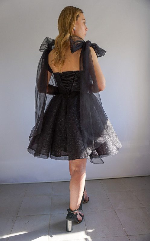 Міні сукня з чорного глітеру - Зображення 2