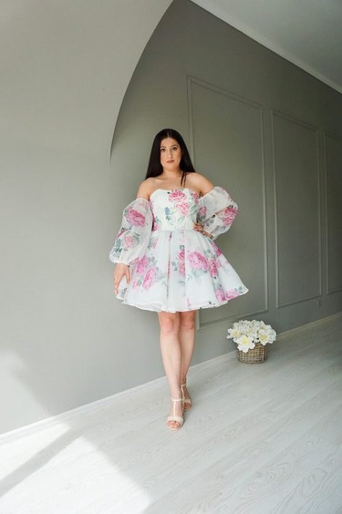 Міні сукня з квіткової органзи