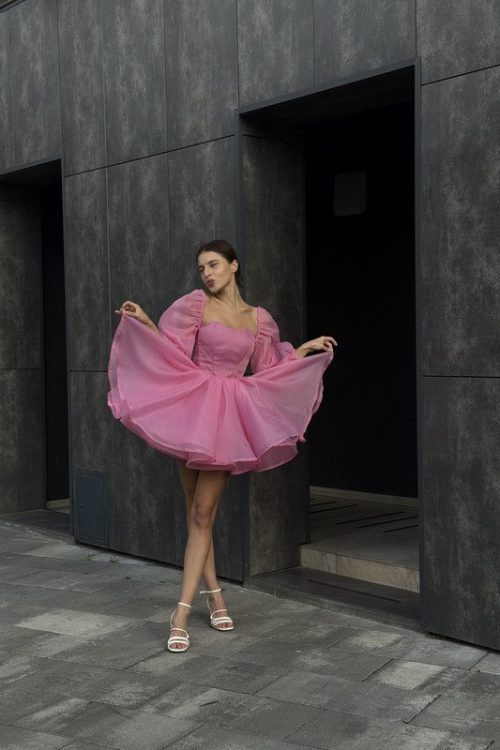 Рожева Сукня з матової органзи