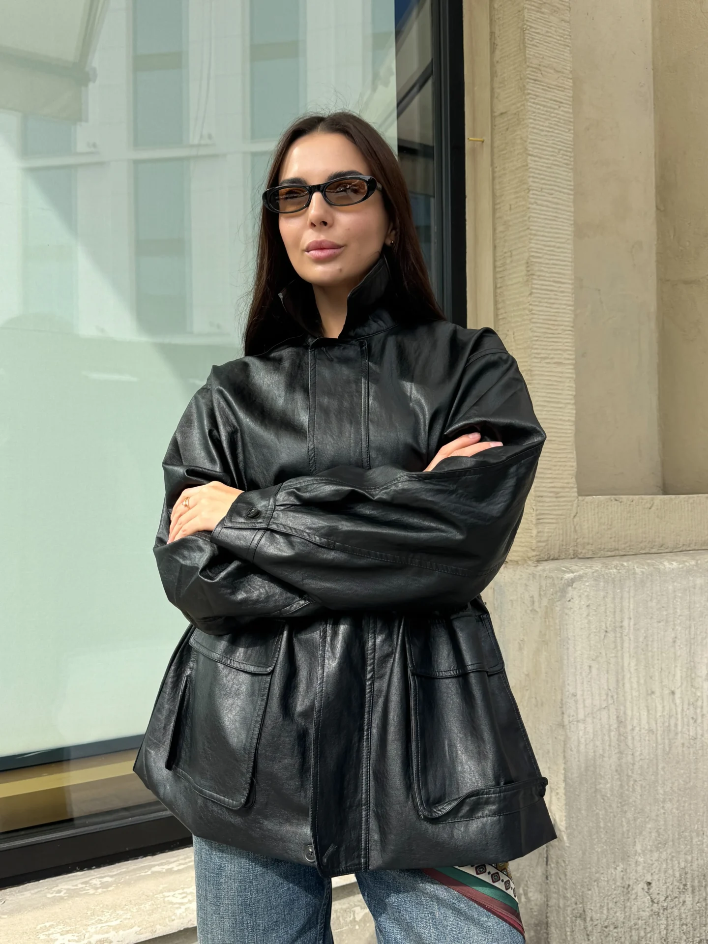 Куртка-сорочка Oversize з еко-шкіри - Зображення 4