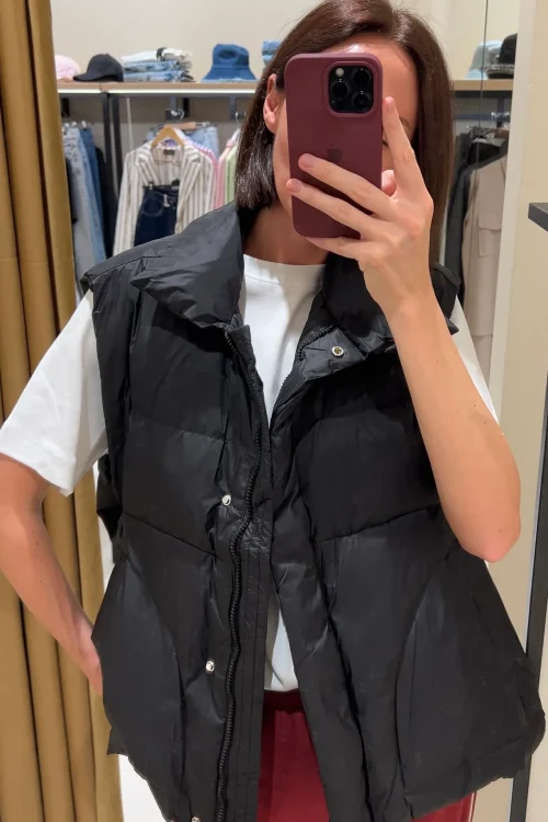 Пуховий жилет oversize чорний