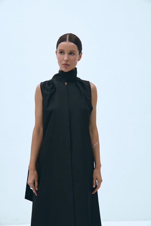 Black maxi dress with scarf