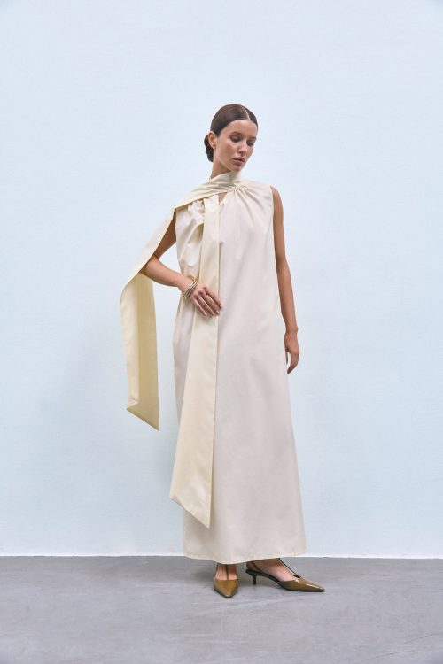 Milk maxi dress with scarf