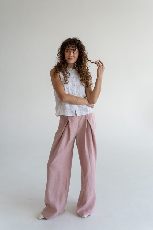 Штани палаццо з зустрічними складками