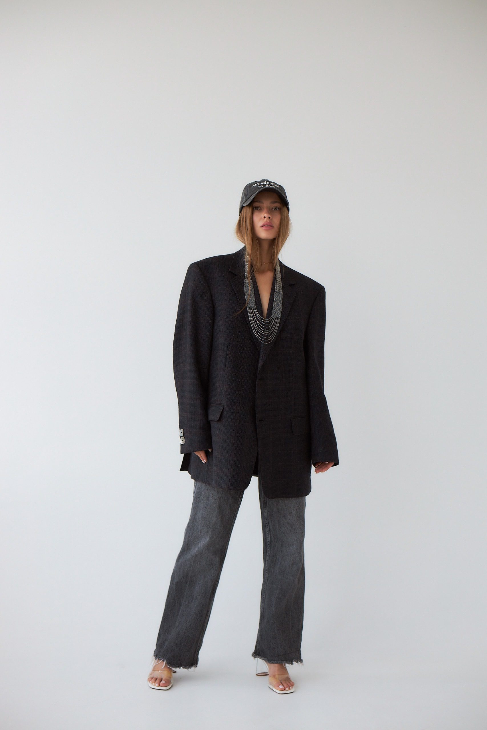 Джинсова сіра кепка not addicted to likes - Зображення 2