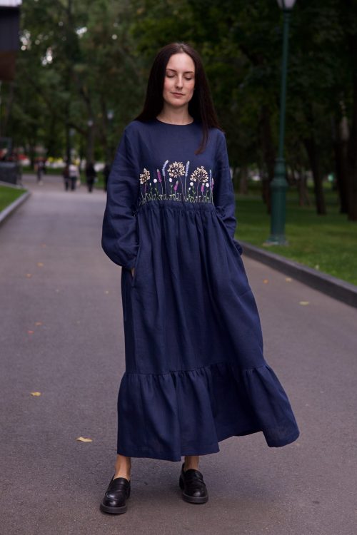 Сукня максі з вишивкою