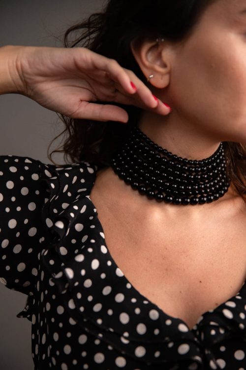 Семирядний чокер чорного кольору з оніксу