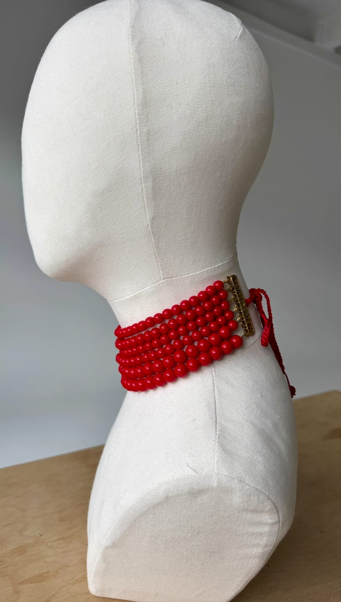 Шестирядний чокер з червоного кристалічного високоякісного скла - Зображення 4