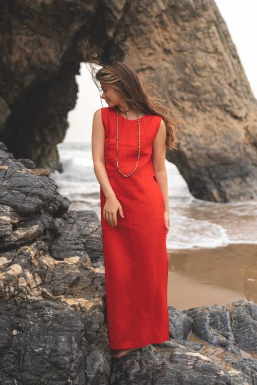 Сукня базова максі з розрізом