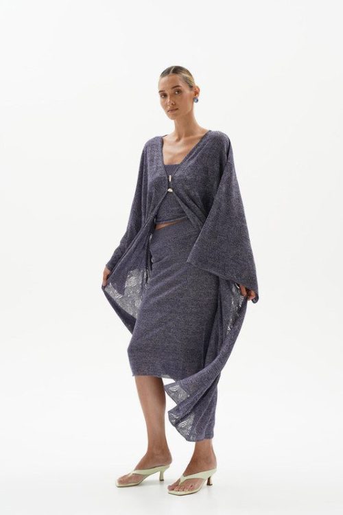 Ажурне кімоно фіолет