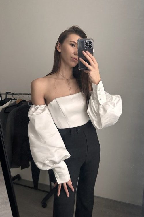 корсет з рукавами білий