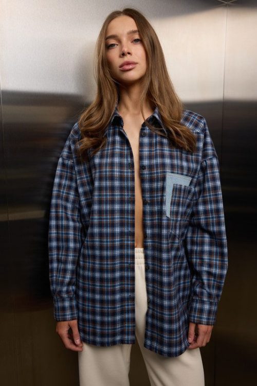 Сорочка оверсайз з подвійним карманом