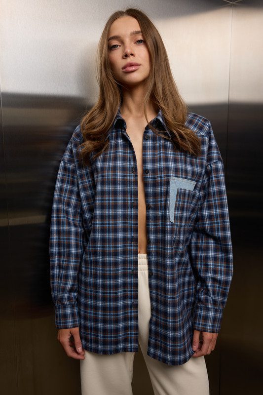 Сорочка оверсайз з подвійним карманом