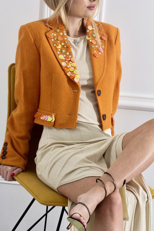 Помаранчевий укорочений піджак - Зображення 4