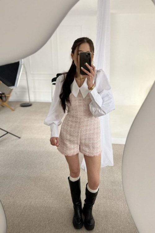 комбінезон твідовий рожевий