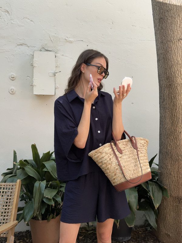 Костюм-двійка (сорочка та шорти) (темно-синій) - Зображення 2