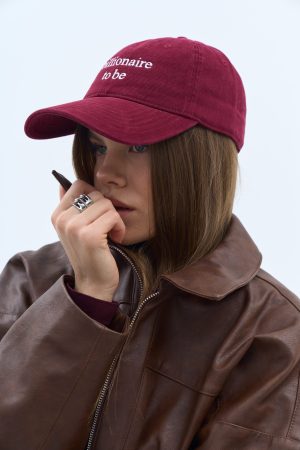 Джинсова бургунді кепка billionaire to be