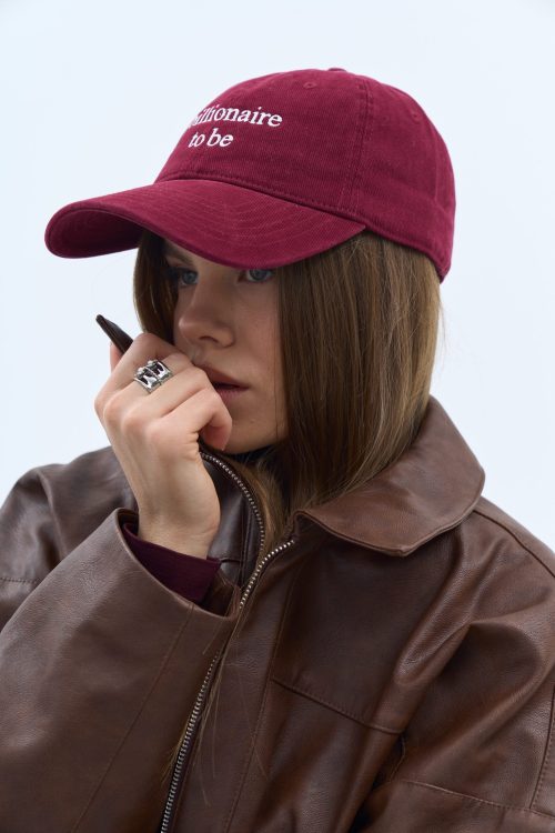 Джинсова бургунді кепка billionaire to be