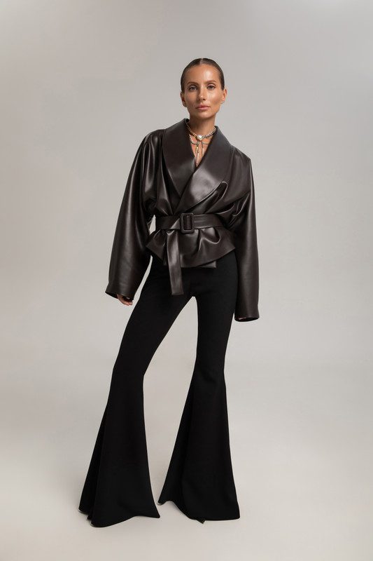 Укорочена куртка з екошкіри - Зображення 2