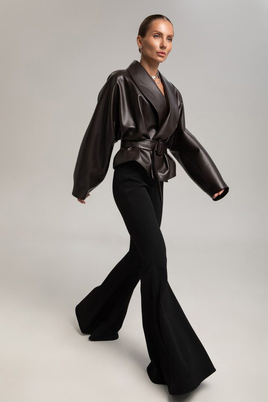 Укорочена куртка з екошкіри - Зображення 3