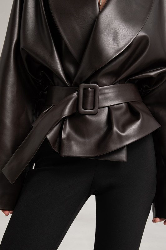 Укорочена куртка з екошкіри - Зображення 9