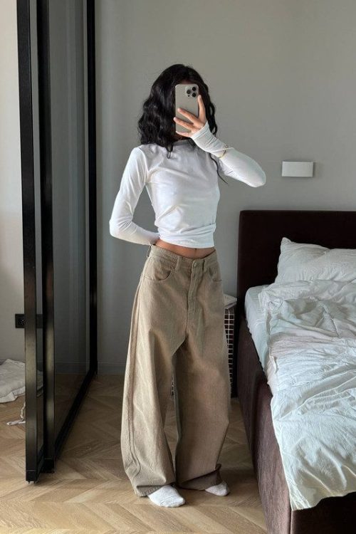 Лонгслів приталений з бавовни (білий)