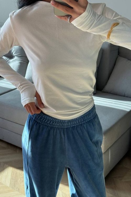 Лонгслів приталений з бавовни (шампань)