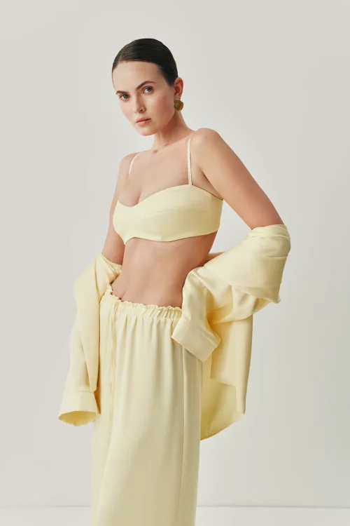 Light yellow satin top