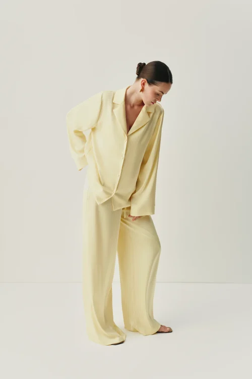 Light yellow satin pants