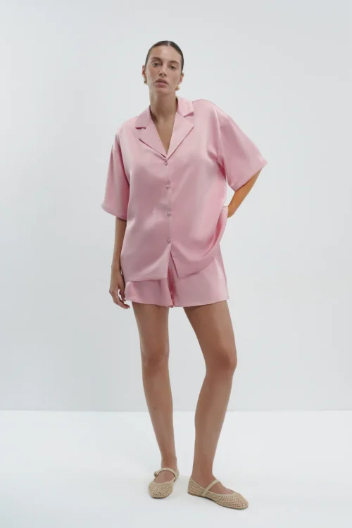 Pink satin shorts