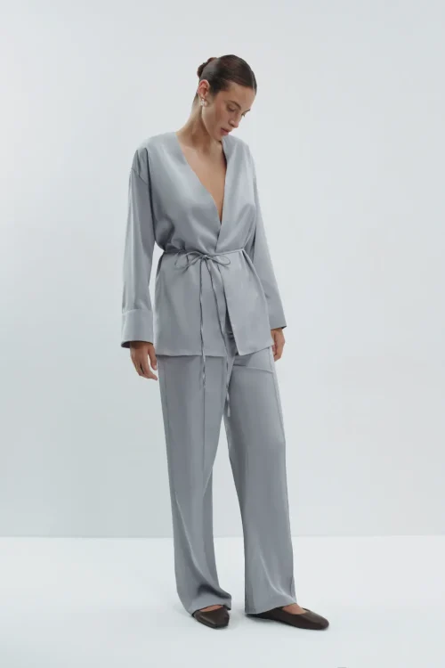 Classic satin trousers, gray
