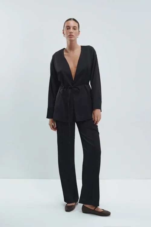 Classic satin trousers black